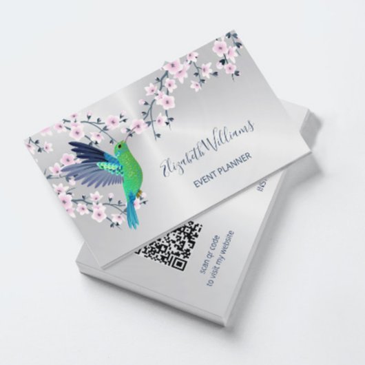Carte De Visite Code QR | Fille de colibri brillant