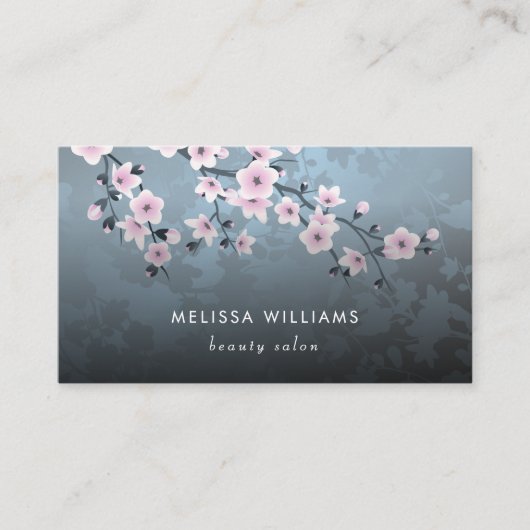 Carte De Visite Code Qr | Fleur De Cerisier Foncé Floral (Devant)