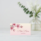 Carte De Visite Code QR | Fleur de cerisier rose (Debout devant)