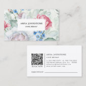 Carte De Visite Code QR Fleur élégant | Nomination (Devant / Derrière)