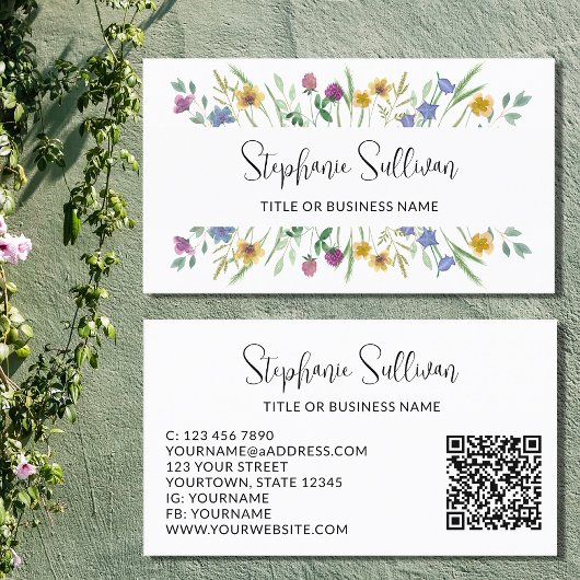 Carte De Visite Code QR fleur sauvage