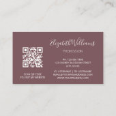Carte De Visite Code QR Fleur sauvage Dusty Rose Mauve (Dos)