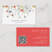 Carte De Visite Code QR Fleur sauvage dynamique (Devant / Derrière)