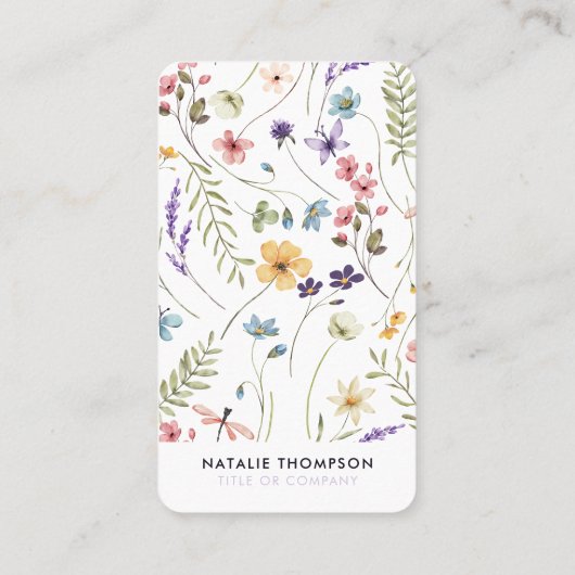 Carte De Visite Code QR Fleur sauvage élégant professionnel (Dos)