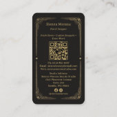 Carte De Visite Code QR Fleuriste Tarot Céleste Rétro Or (Dos)