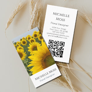 Carte De Visite Code QR Fleurs de soleil botaniques Photo Floral D