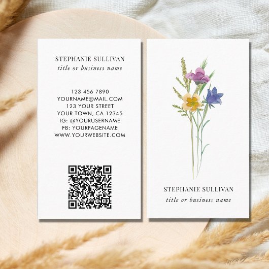 Carte De Visite Code QR floral