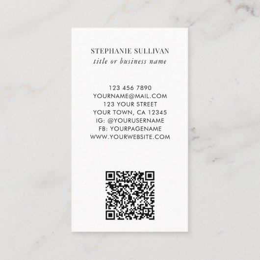 Carte De Visite Code QR floral (Dos)