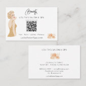 Carte De Visite *~* Code QR Floral Beauté Salon Spa Femme Glam AP5 (Devant / Derrière)