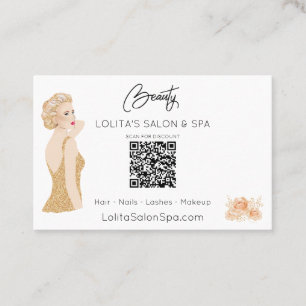 Carte De Visite *~* Code QR Floral Beauté Salon Spa Femme Glam AP5