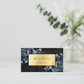 Carte De Visite Code QR | Floral Boho Aquarelle Bleue (Debout devant)