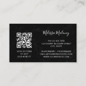 Carte De Visite Code QR | Floral Boho Aquarelle Bleue (Dos)