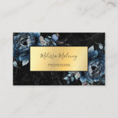 Carte De Visite Code QR | Floral Boho Aquarelle Bleue (Devant)