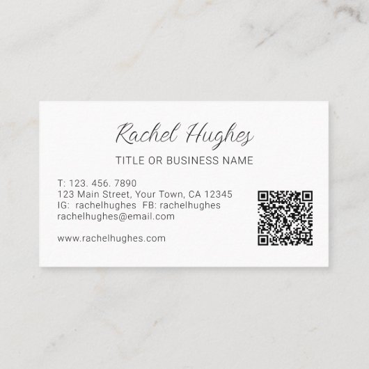 Carte De Visite Code QR floral d'aquarelle unique (Dos)