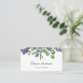 Carte De Visite Code QR Floral Lavande Eucalyptus Rustique (Debout devant)