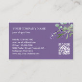 Carte De Visite Code QR Floral Lavande Eucalyptus Rustique (Dos)
