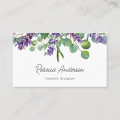 Carte De Visite Code QR Floral Lavande Eucalyptus Rustique (Devant)