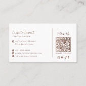Carte De Visite Code QR Floral Professionnel Luxe Moderne Élégant (Dos)