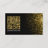 Carte De Visite Code QR foncé or faux brillant noir élégant (Dos)