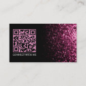 Carte De Visite Code QR foncé rose faux brillant noir élégant (Dos)