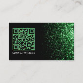 Carte De Visite Code QR foncé vert faux brillant noir élégant (Dos)