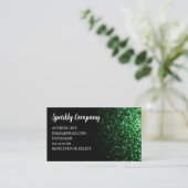 Carte De Visite Code QR foncé vert faux brillant noir élégant (Debout devant)