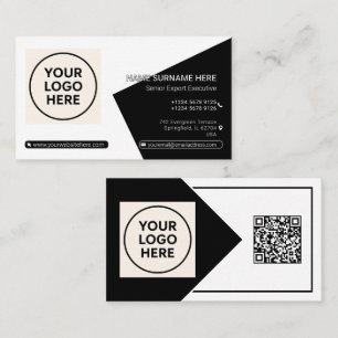 Carte De Visite Code QR Formel Noir Professionnel Entreprise Moder
