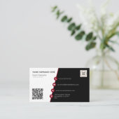 Carte De Visite Code QR Formel Simple Moderne Professionnel Noir (Debout devant)