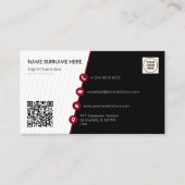 Carte De Visite Code QR Formel Simple Moderne Professionnel Noir (Devant)