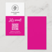 Carte De Visite Code QR Fuschia Connexion Recto Simple (Devant / Derrière)