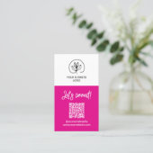 Carte De Visite Code QR Fuschia Connexion Recto Simple (Debout devant)