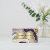 Carte De Visite Code QR géode agate marbre or violet élégant (Debout devant)