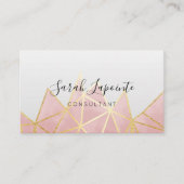 Carte De Visite Code QR géométrique Faux Gold et Rose rose (Devant)