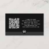 Carte De Visite Code QR géométrique moderne monogramme noir gris r (Dos)