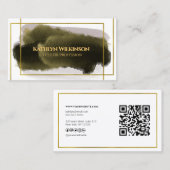 Carte De Visite Code QR géométrique Or moderne Professionnel (Devant / Derrière)