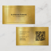 Carte De Visite Code QR géométrique Or moderne Professionnel (Devant / Derrière)