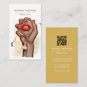 Carte De Visite Code QR Glam Chic Rouge et Or pour l'Industrie de