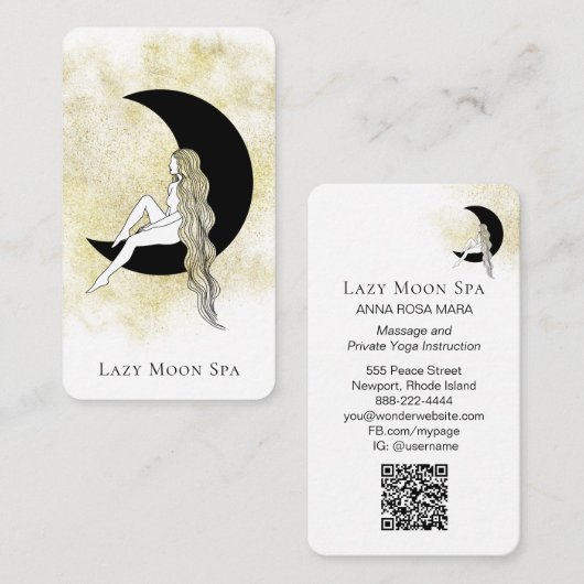 Carte De Visite *~* Code QR GODDESS Femme sur lune céleste (Devant / Derrière)