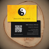 Carte De Visite Code QR Gold Holistic Wellness Yin Yang