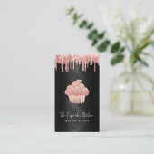 Carte De Visite Code QR Gouttes de Paillettes de Cupcake Rose sur (Debout devant)