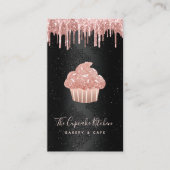 Carte De Visite Code QR Gouttes de Paillettes de Cupcake Rose sur (Devant)