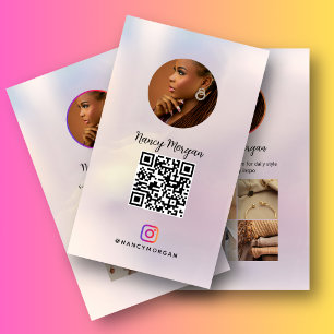 Carte De Visite Code QR Grille de Photos Instagram Holographique