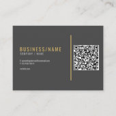 Carte De Visite Code QR gris ardoise et or de luxe (Devant)