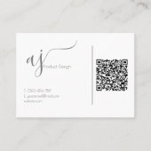 Carte de visite code QR gris et blanc au monogramm (Devant)