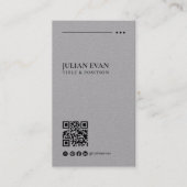 Carte De Visite Code QR gris minimaliste lié (Devant)