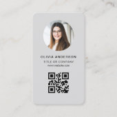 Carte De Visite Code QR Gris Photo (Devant)