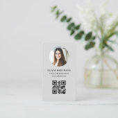 Carte De Visite Code QR Gris Photo (Debout devant)