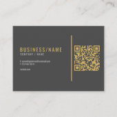 Carte De Visite Code QR gris profond et or de luxe (Devant)