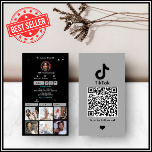 Carte De Visite Code QR gris TikTok pour les réseaux sociaux
