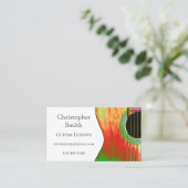 Carte De Visite Code QR Guitare acoustique leçons de musique Rouge (Debout devant)